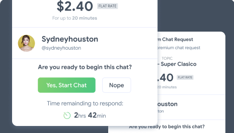 Set your price for per minute or flat rate for chat