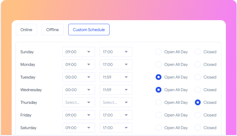Premium.Chat Online, and Offline Scheduling feature
