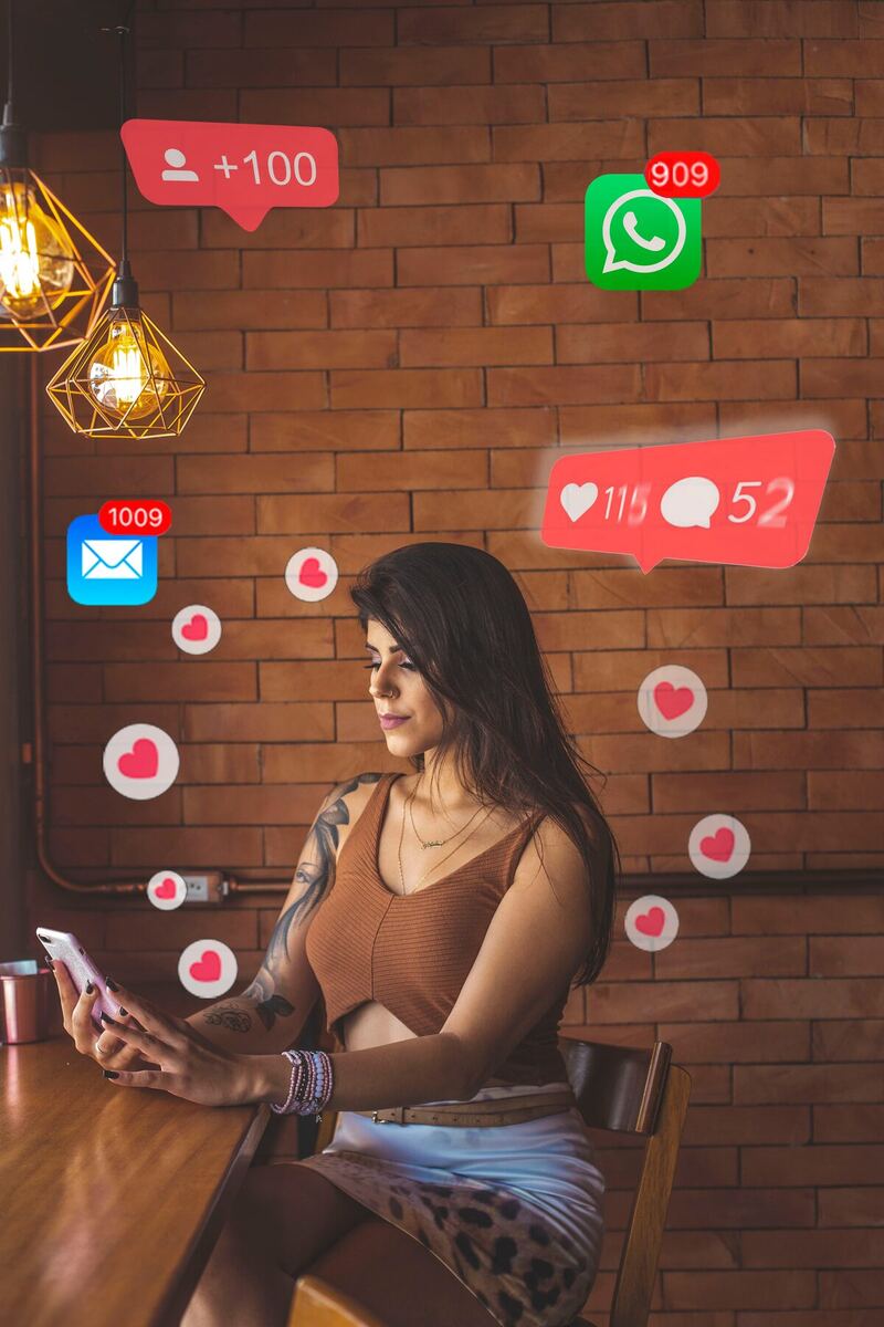 texting flirting talking woman