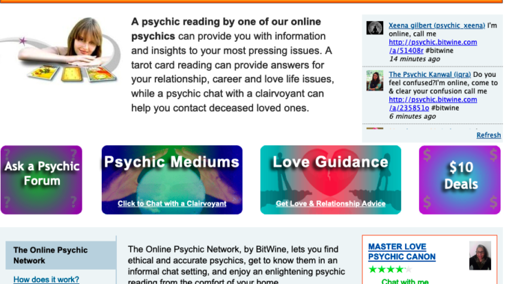 Bitwine Psychic website
